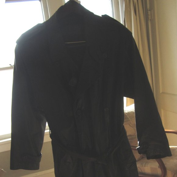Men's black Leather Coat Sz L - Picture 6 of 15